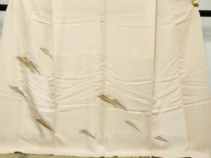 平和屋着物●訪問着　駒刺繍　抽象文様　金彩　ロング丈　正絹　逸品　DABK0049ud