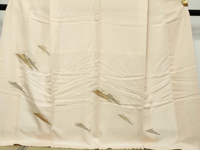 平和屋着物●訪問着　駒刺繍　抽象文様　金彩　ロング丈　正絹　逸品　DABK0049ud