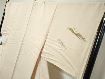 平和屋着物●訪問着　駒刺繍　抽象文様　金彩　ロング丈　正絹　逸品　DABK0049ud