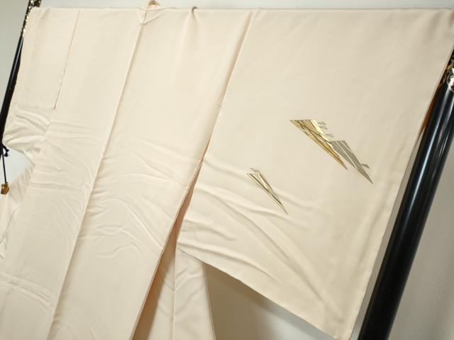 平和屋着物●訪問着　駒刺繍　抽象文様　金彩　ロング丈　正絹　逸品　DABK0049ud