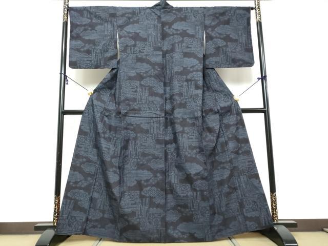 平和屋着物●本場結城紬　重要無形文化財　100亀甲　色紙重ね草花文　正絹　逸品　DABK0050ud