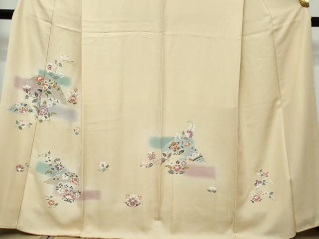 平和屋着物●訪問着　駒刺繍　洋花文　暈し染め　金彩　鈴乃屋扱い　正絹　逸品　DABK0056ud
