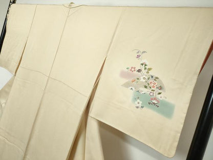 平和屋着物●訪問着　駒刺繍　洋花文　暈し染め　金彩　鈴乃屋扱い　正絹　逸品　DABK0056ud