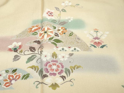 平和屋着物●訪問着　駒刺繍　洋花文　暈し染め　金彩　鈴乃屋扱い　正絹　逸品　DABK0056ud