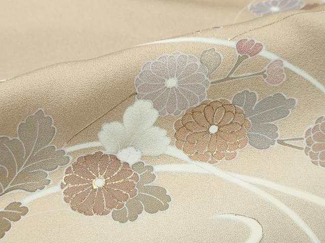 平和屋着物●訪問着　駒刺繍　流水草花文　暈し染め　金彩　正絹　逸品　DABK0057ud