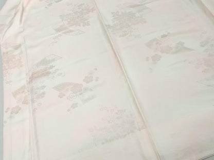平和屋着物●振袖用長襦袢　袷　短冊草花地紋　暈し染め　正絹　逸品　DABK0065ud