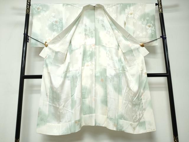 平和屋着物●長襦袢　無双仕立て　葡萄蔦の葉地紋　暈し染め　正絹　逸品　未使用　DABK0078ud