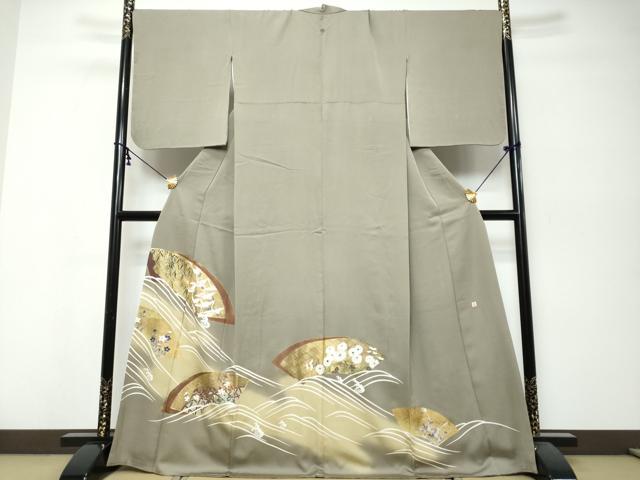 平和屋着物●豪華色留袖　作家物　駒刺繍　地紙飛鶴立波花文　暈し染め　金彩　正絹　逸品　DABK0095ud