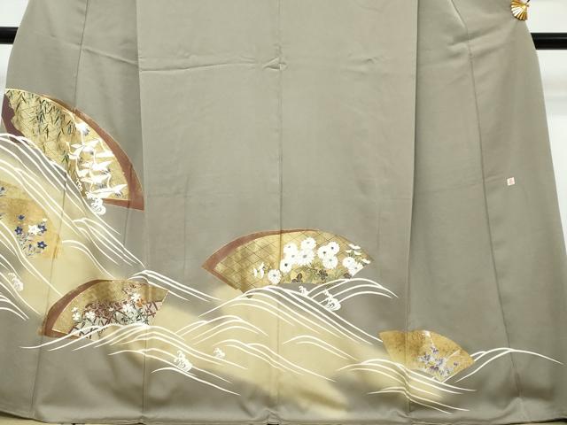 平和屋着物●豪華色留袖　作家物　駒刺繍　地紙飛鶴立波花文　暈し染め　金彩　正絹　逸品　DABK0095ud