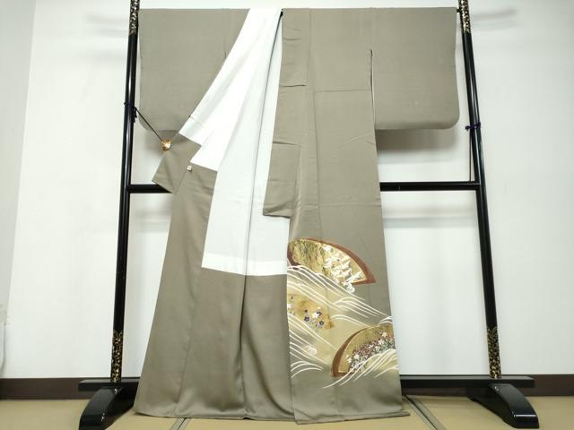 平和屋着物●豪華色留袖　作家物　駒刺繍　地紙飛鶴立波花文　暈し染め　金彩　正絹　逸品　DABK0095ud