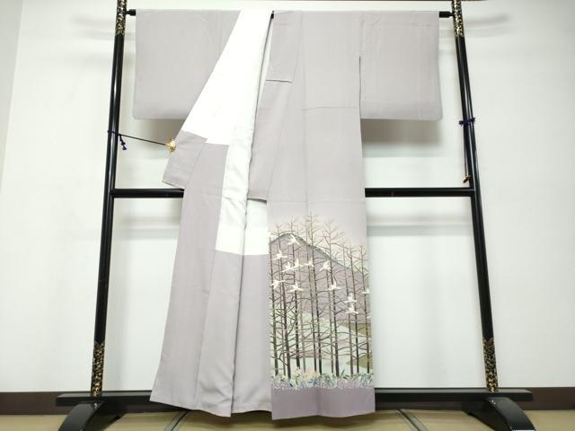平和屋着物●豪華色留袖　友禅　作家物　遠山風景群れ鳥文　暈し染め　正絹　逸品　DABK0107ud