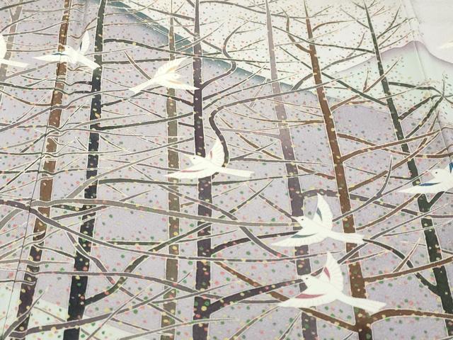 平和屋着物●豪華色留袖　友禅　作家物　遠山風景群れ鳥文　暈し染め　正絹　逸品　DABK0107ud
