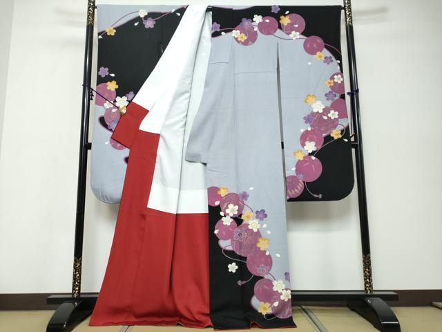 平和屋着物●豪華振袖　駒刺繍　手毬舞桜文　金彩　正絹　逸品　DABK0119ud