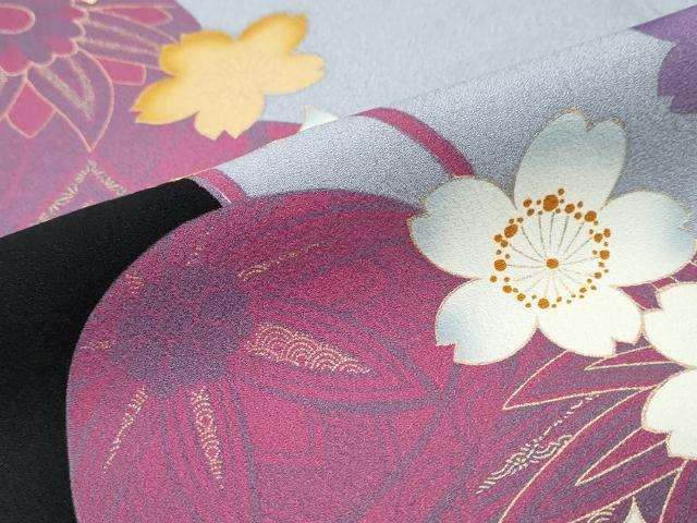 平和屋着物●豪華振袖　駒刺繍　手毬舞桜文　金彩　正絹　逸品　DABK0119ud
