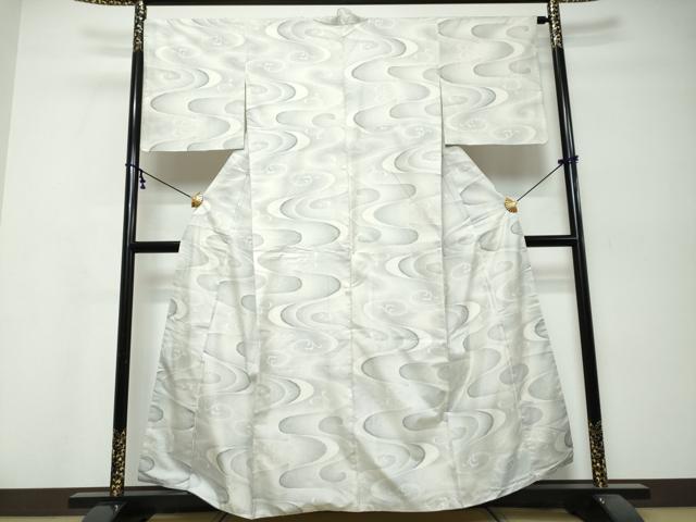 平和屋着物●本場大島紬　白大島　9マルキ　流水文　さが美扱い　正絹　逸品　DABK0120ud