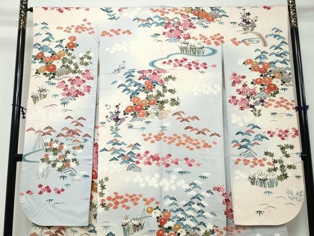 平和屋着物●豪華振袖　風景草花文　暈し染め　金彩　正絹　逸品　DABK0130ud