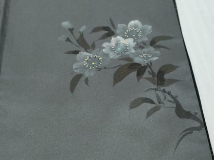 平和屋着物●本場大島紬　訪問着　手描き　9マルキ　流水草花文　正絹　逸品　DABK0170ud