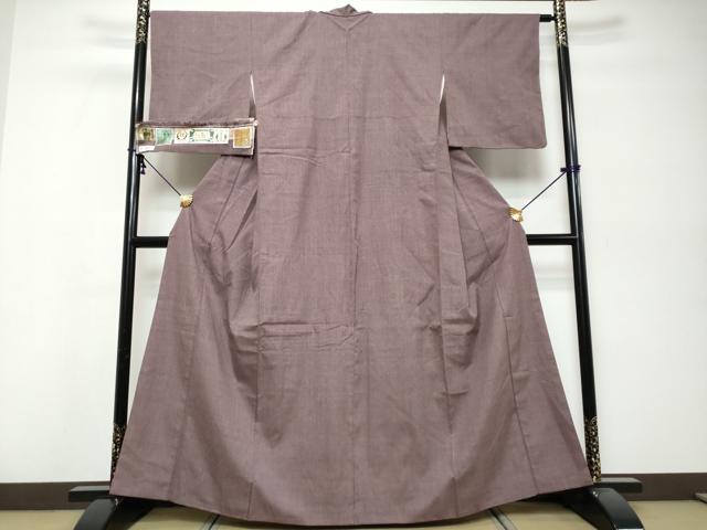 平和屋着物●本場結城紬　重要無形文化財　葡萄鼠色　証紙付き　正絹　逸品　DABK0204ud