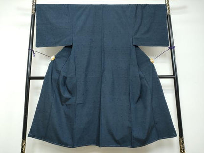 平和屋着物●男性　髭紬　アンサンブル　濃藍色　正絹　逸品　未使用　DABK0212ud