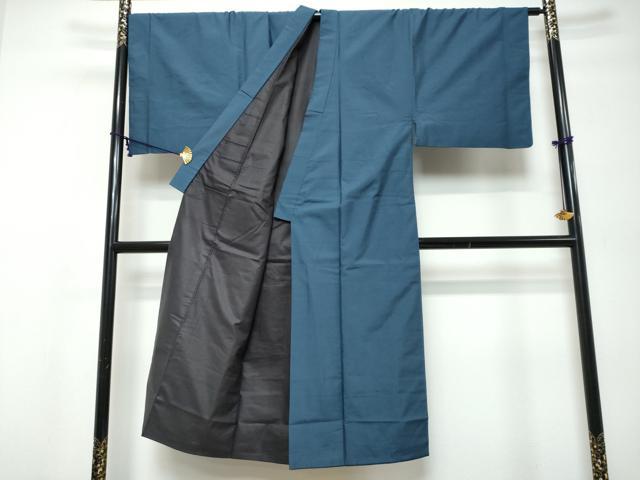 平和屋着物●男性　色無地　アンサンブル　薄縹色　キングサイズ　交織　DABK0214ud