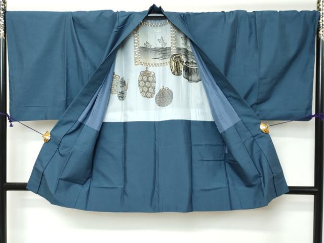 平和屋着物●男性　色無地　アンサンブル　薄縹色　キングサイズ　交織　DABK0214ud