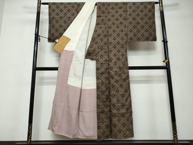平和屋着物●本場大島紬　龍郷絣　アンサンブル　花菱文　正絹　逸品　DABK0215ud