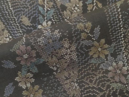 平和屋着物●本場大島紬　9マルキ　草花文　正絹　逸品　DABK0223ud
