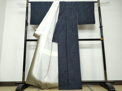 平和屋着物●結城紬　100亀甲　抽象文様　正絹　逸品　DABK0234ud