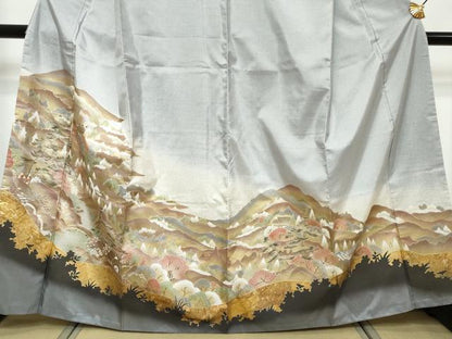 平和屋着物●本場染大島紬　訪問着　遠山風景文　暈し染め　金彩　正絹　逸品　DABK0235ud