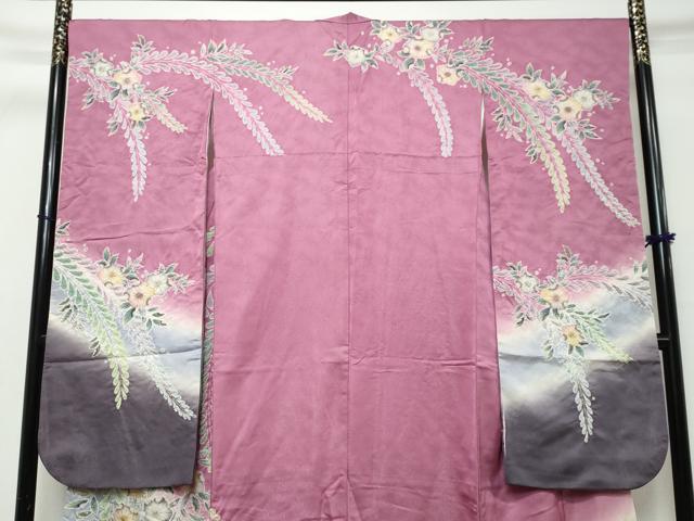 平和屋着物●豪華振袖　絞り　辻が花　暈し染め　金通し地　正絹　逸品　DABK0237ud