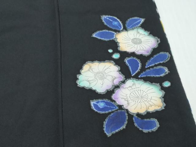 平和屋着物●豪華振袖　作家物　絞り　辻が花　暈し染め　黒地　金通し地　正絹　逸品　DABK0240ud