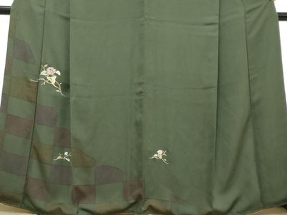 平和屋着物●訪問着　刺繍　枝花文　金糸　正絹　逸品　DABK0242ud