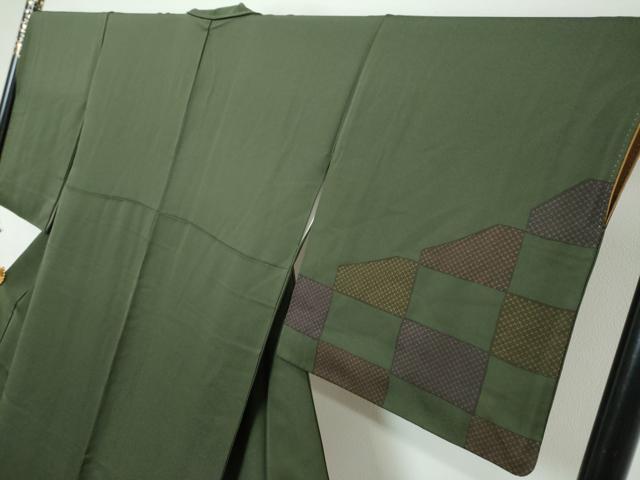 平和屋着物●訪問着　刺繍　枝花文　金糸　正絹　逸品　DABK0242ud