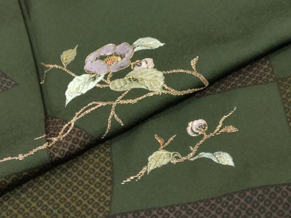 平和屋着物●訪問着　刺繍　枝花文　金糸　正絹　逸品　DABK0242ud