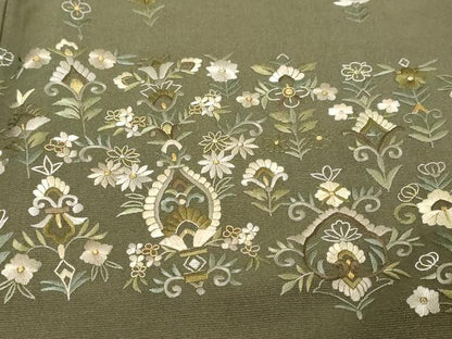 平和屋着物●訪問着　総刺繍　更紗洋花文　金糸　正絹　逸品　DABK0243ud