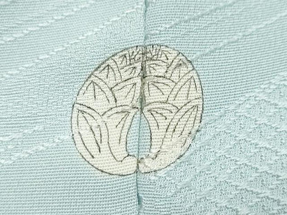 平和屋着物●上質な色無地　流水草花地紋　空色　正絹　逸品　未使用　DABK0246ud