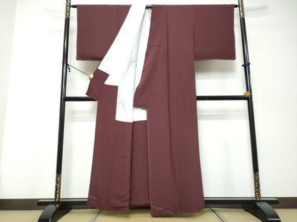 平和屋着物●上質な色無地　似せ紫色　正絹　逸品　DABK0247ud