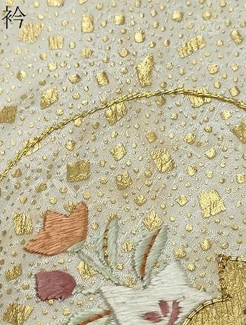 平和屋着物●創業460年・千總　訪問着　駒刺繍　絞り　流水草花籬文　金彩　正絹　逸品　DABK0248ud