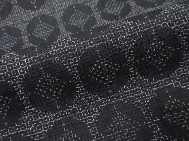 平和屋着物●結城紬　80亀甲　七宝文　正絹　逸品　DABK0252ud