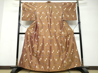 平和屋着物●本場琉球絣　紬　正絹　逸品　DABK0256ud