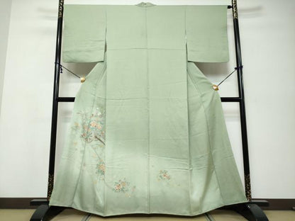 平和屋着物●中国三大刺繍　蘇州刺繍　総刺繍　訪問着　花車文　暈し染め　正絹　逸品　DABK0257ud