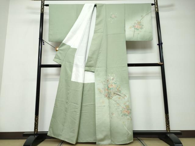平和屋着物●中国三大刺繍　蘇州刺繍　総刺繍　訪問着　花車文　暈し染め　正絹　逸品　DABK0257ud