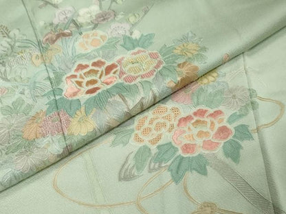 平和屋着物●中国三大刺繍　蘇州刺繍　総刺繍　訪問着　花車文　暈し染め　正絹　逸品　DABK0257ud