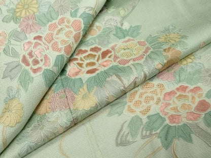 平和屋着物●中国三大刺繍　蘇州刺繍　総刺繍　訪問着　花車文　暈し染め　正絹　逸品　DABK0257ud
