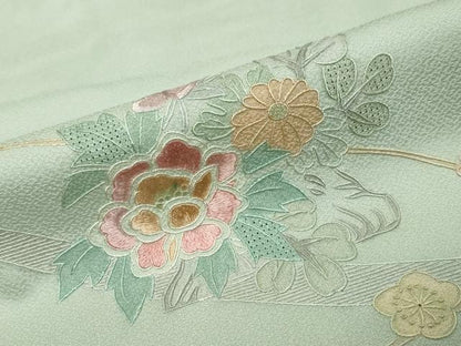 平和屋着物●中国三大刺繍　蘇州刺繍　総刺繍　訪問着　花車文　暈し染め　正絹　逸品　DABK0257ud
