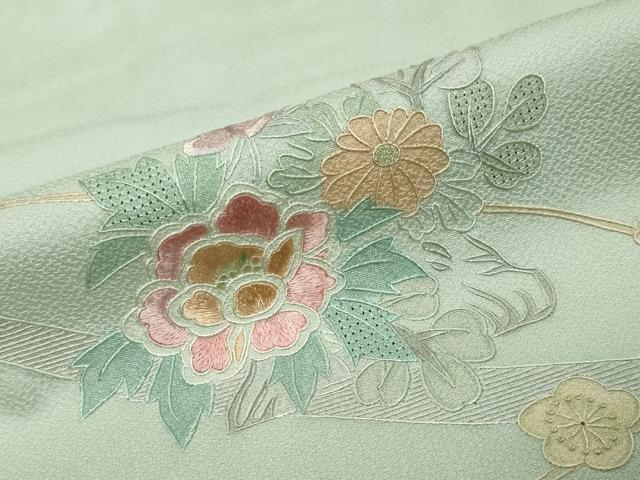 平和屋着物●中国三大刺繍　蘇州刺繍　総刺繍　訪問着　花車文　暈し染め　正絹　逸品　DABK0257ud