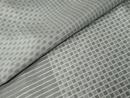 平和屋着物●上質なお召　変わり格子文　正絹　逸品　DABK0259ud