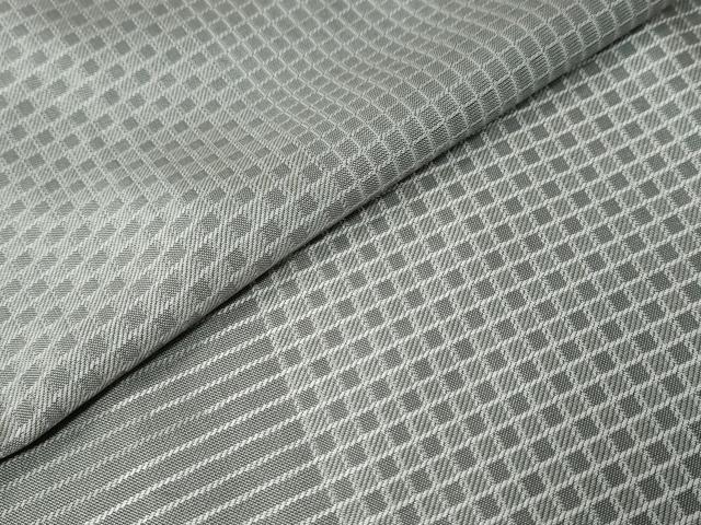 平和屋着物●上質なお召　変わり格子文　正絹　逸品　DABK0259ud