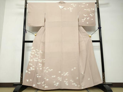 平和屋着物●訪問着　駒刺繍　枝葉文　金彩　正絹　逸品　未使用　DABK0266ud