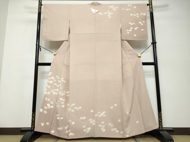 平和屋着物●訪問着　駒刺繍　枝葉文　金彩　正絹　逸品　未使用　DABK0266ud